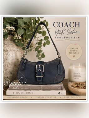Vintage 2003 COACH Soho Hamptons Demi Buckle Suede Shoulder Bag